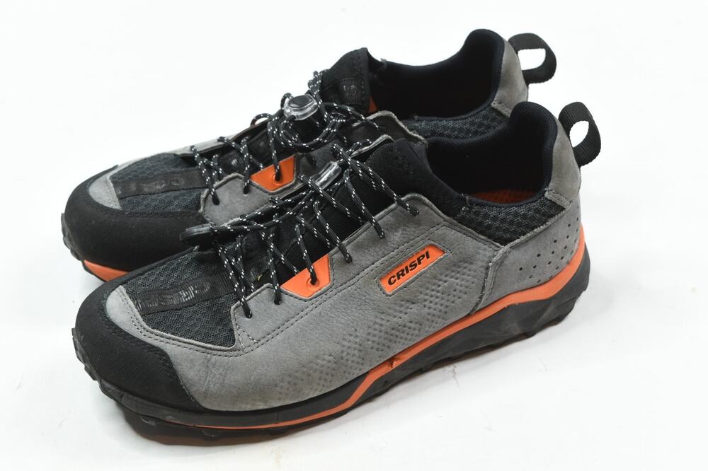Crispi Attiva Hiking Shoes Mens 8 Gray Orange Lace-Up Vibram Leather